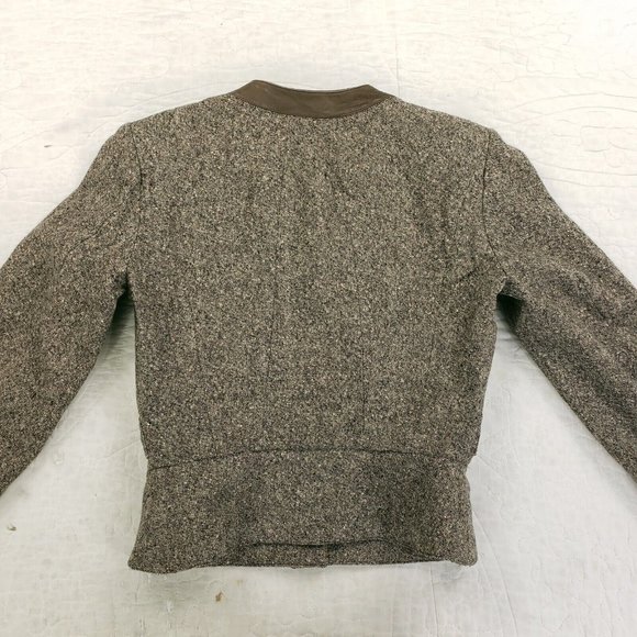 Revillon Paris Cashmere Wool Blend Button Up Jacket Leather Trim Womens Sz 36 - Picture 3 of 13